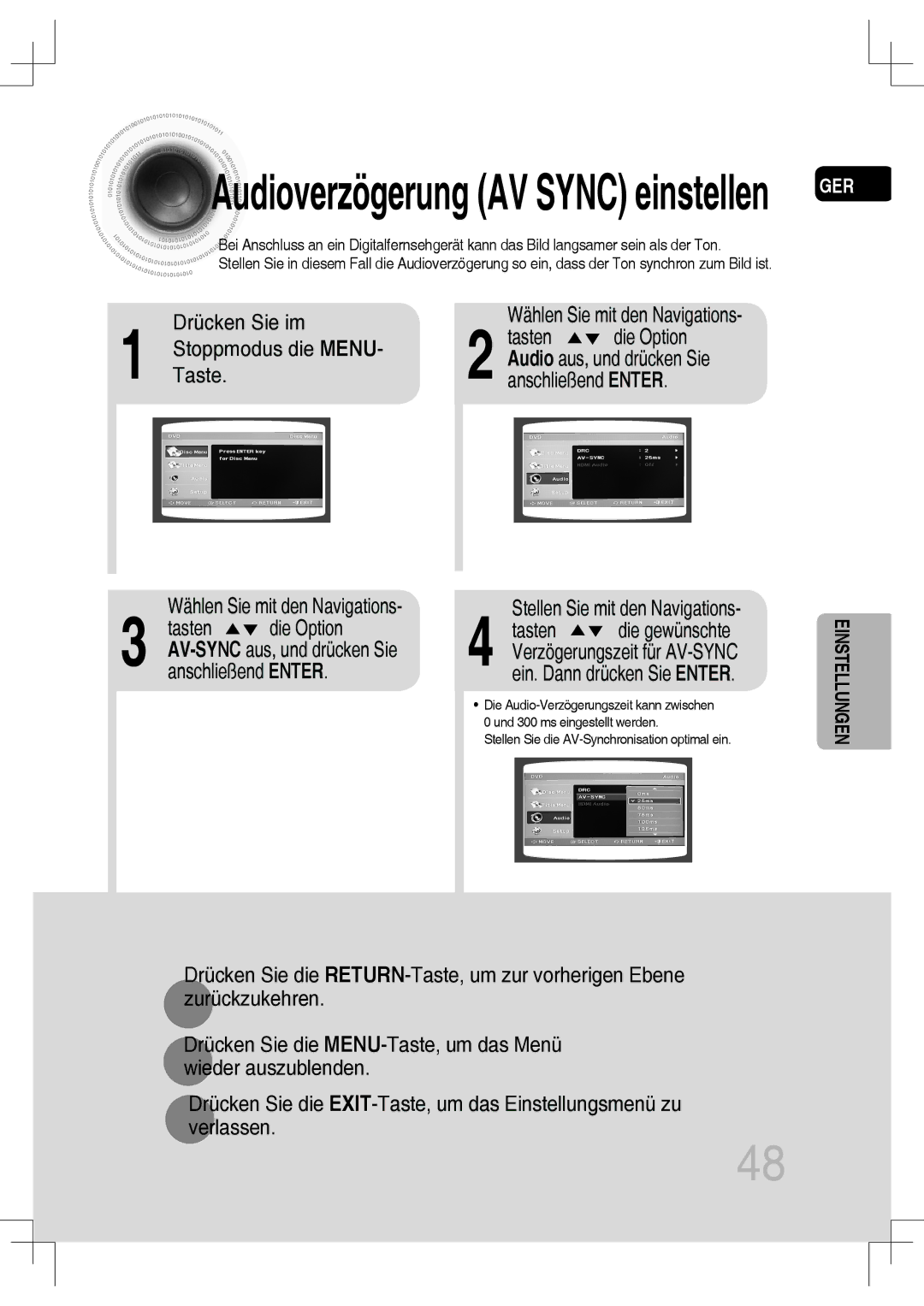 Samsung MM-C530D/EDC, MM-C430D/XEN, MM-C430D/EDC manual Wählen Sie mit den Navigations, Stellen Sie mit den Navigations 