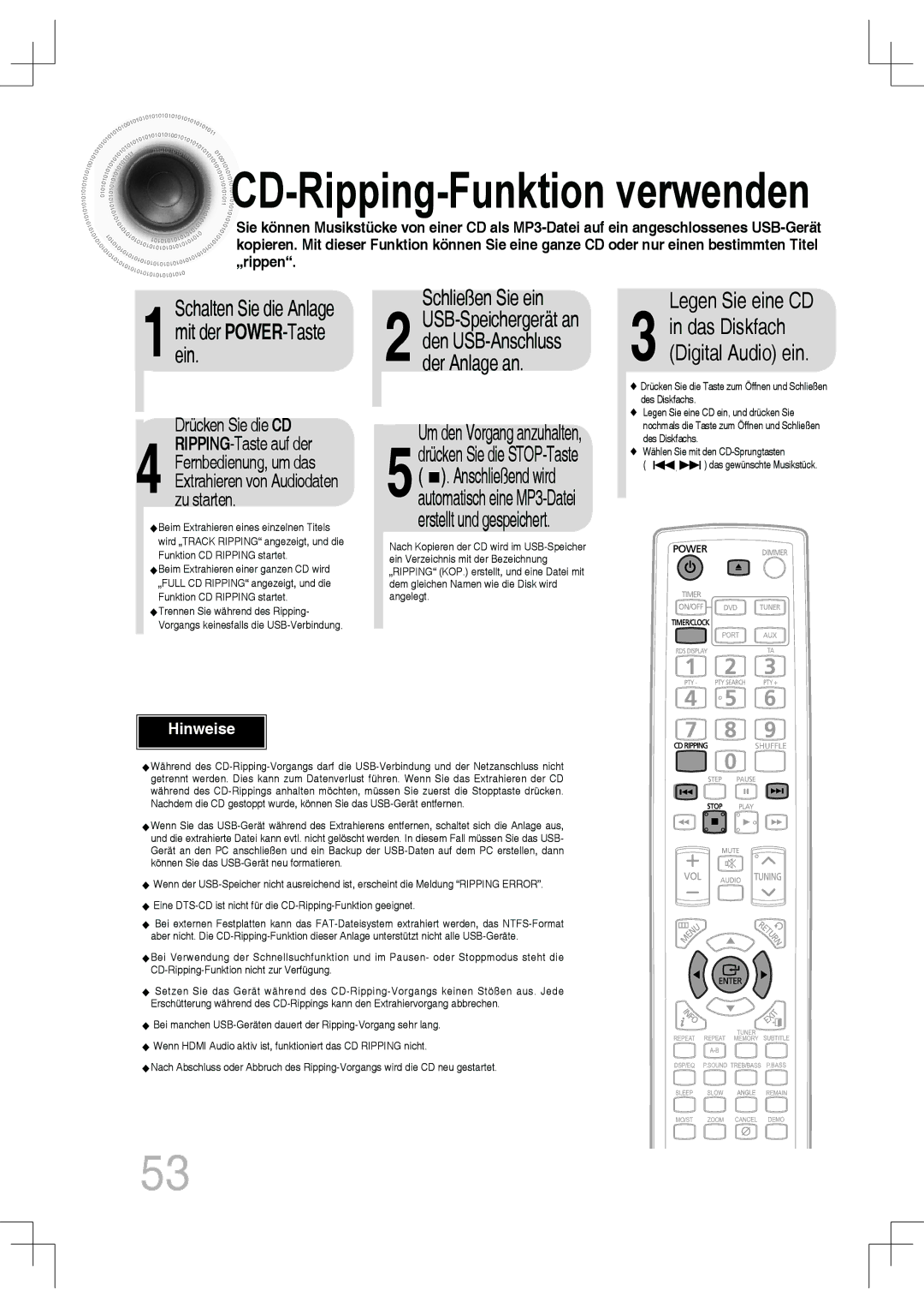 Samsung MM-C530D/EDC, MM-C430D/XEN, MM-C430D/EDC, MM-C550D/EDC, MM-C530D/XEN manual Schließen Sie ein, Legen Sie eine CD 