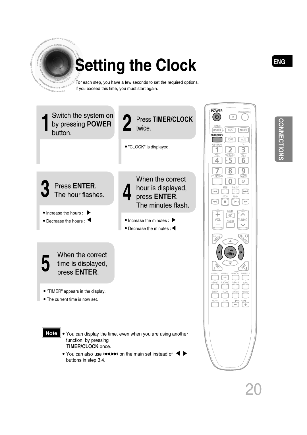 Samsung MM-C530D/XER manual Setting the Clock, Twice, 1button, When the correct, Press Enter 