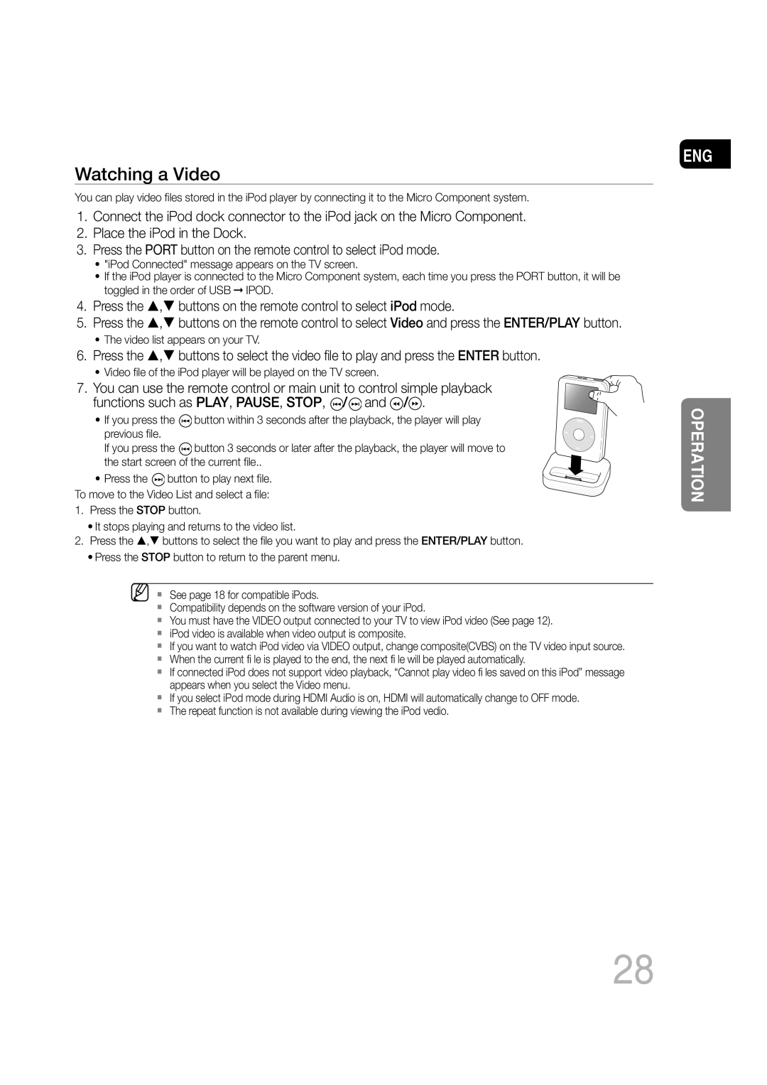 Samsung MM-C530D/XER manual Watching a Video 