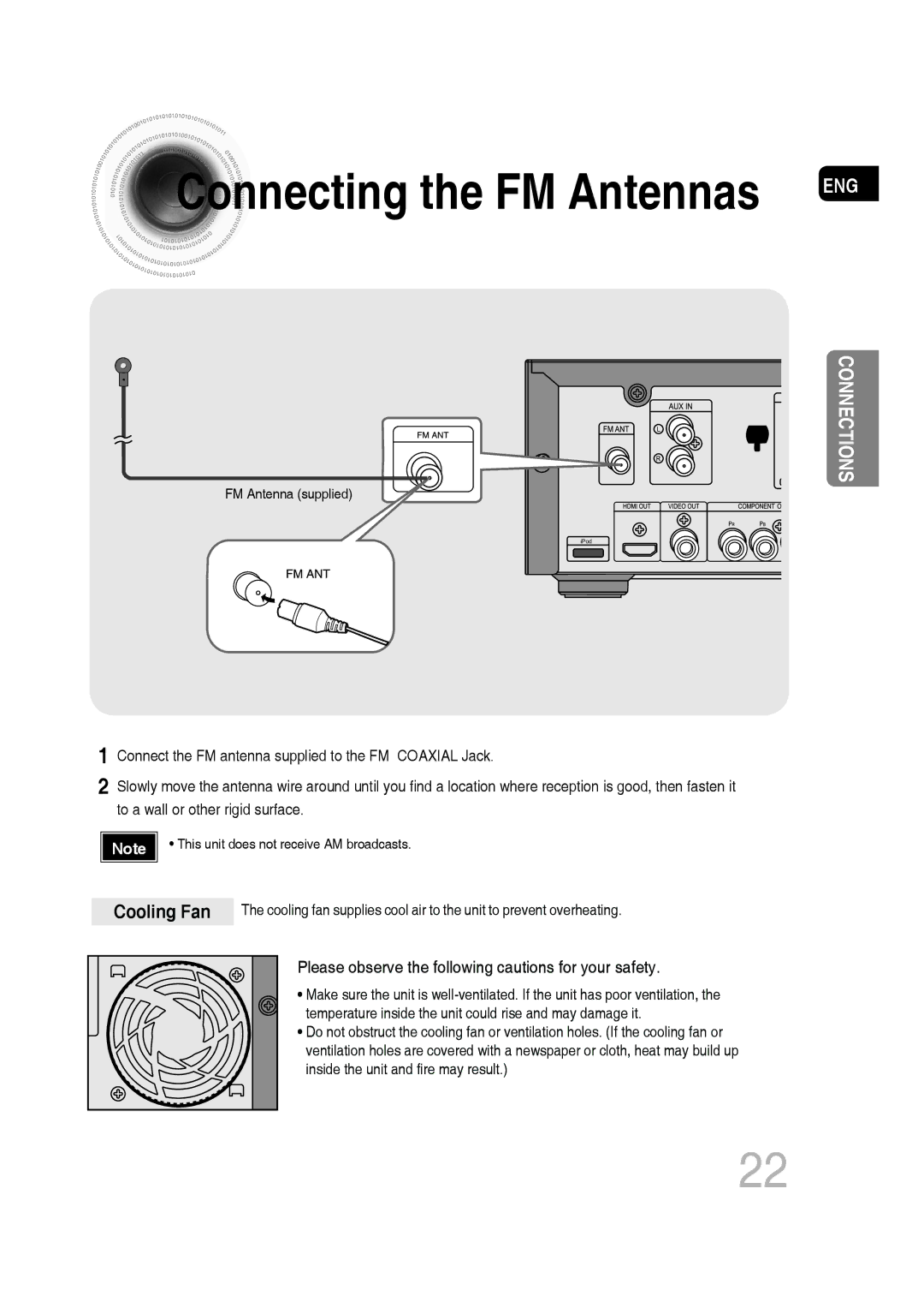 Samsung MM-C550D, MM-C530D, MM-C430D, AH68-02272Y manual Connecting the FM Antennas 