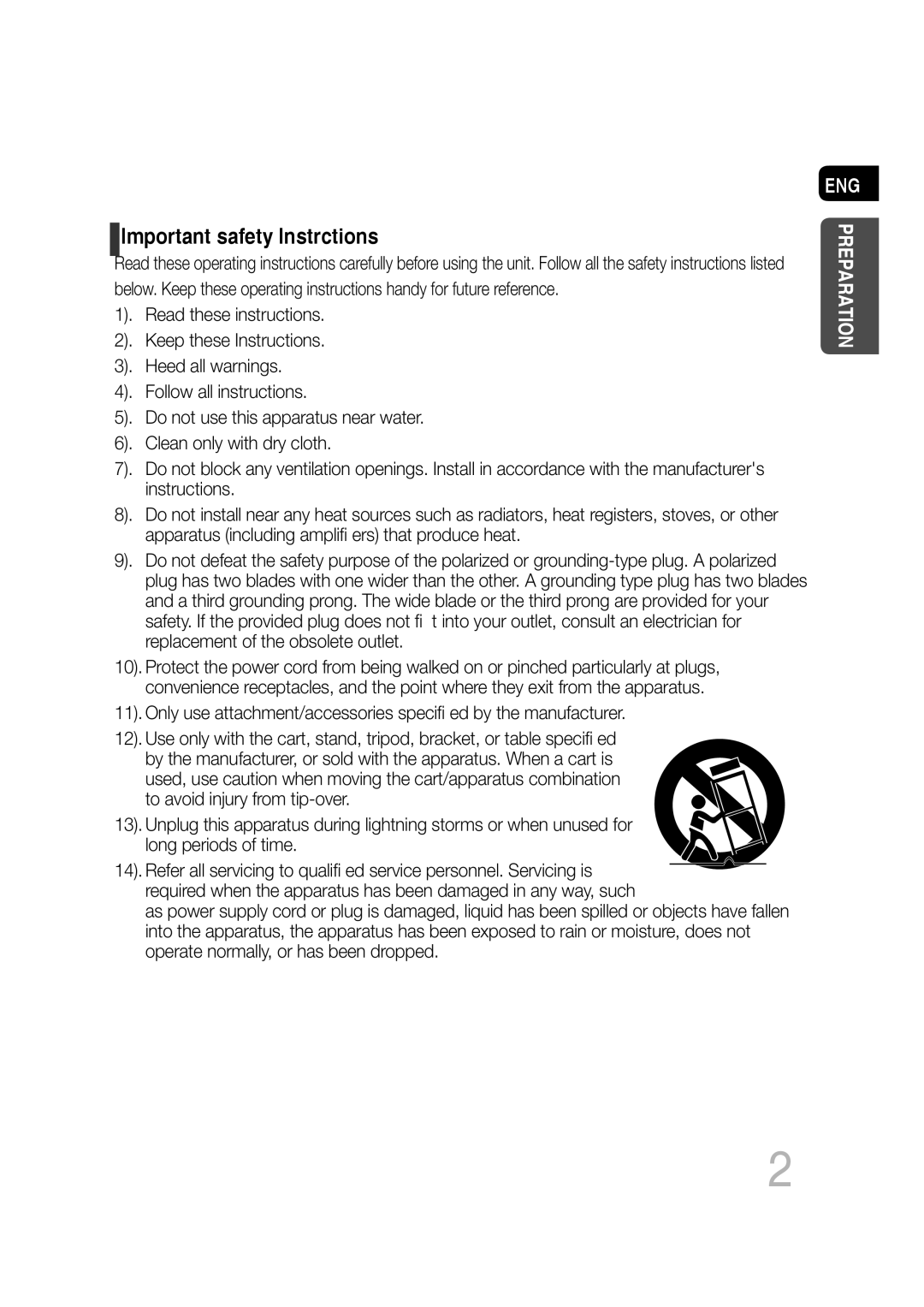 Samsung MM-C550D, MM-C530D, MM-C430D, AH68-02272Y manual Important safety Instrctions 