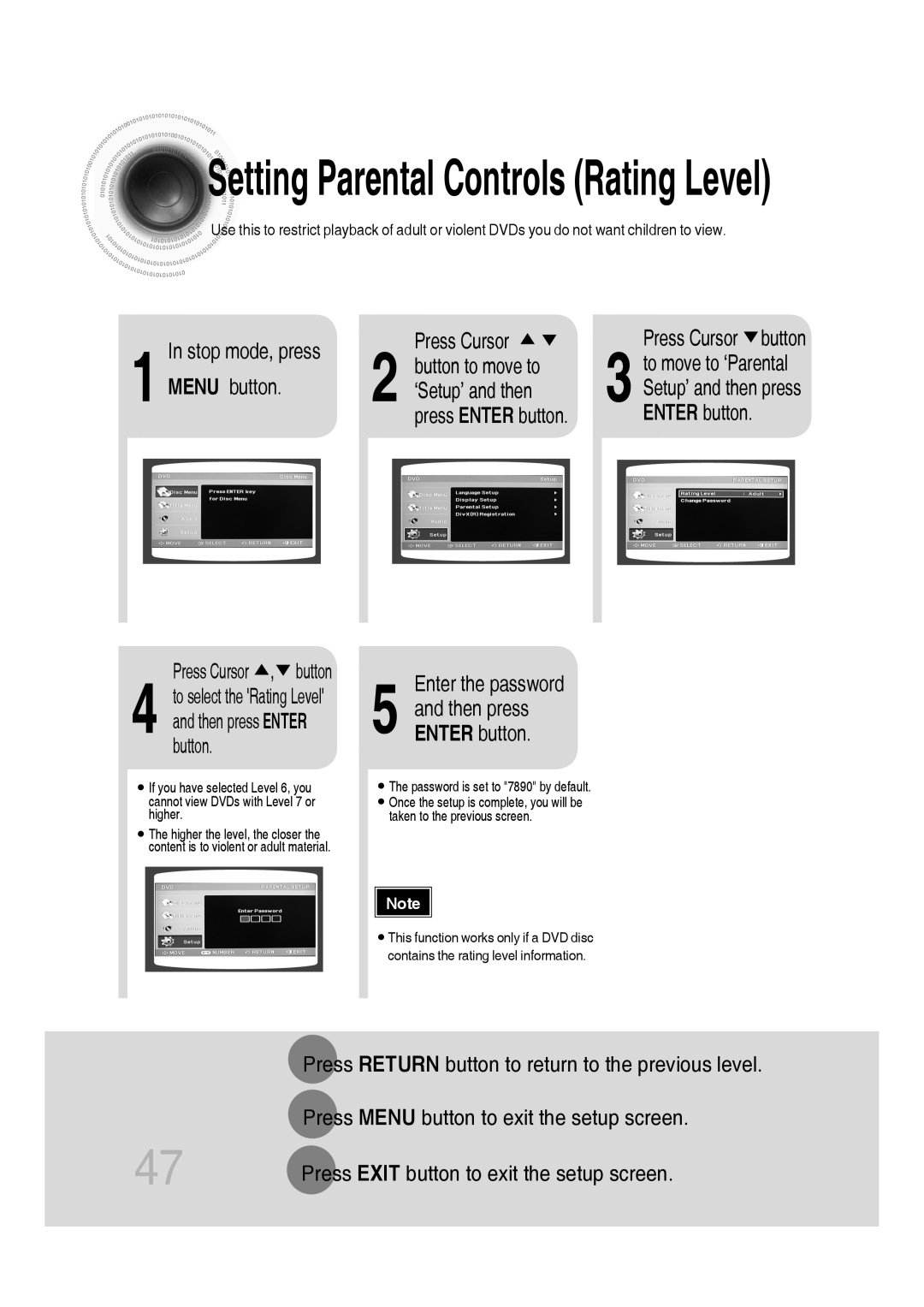 Samsung MM-C530D manual MENU button, press ENTER button, Press Cursor button, Press Cursor , button, In stop mode, press 