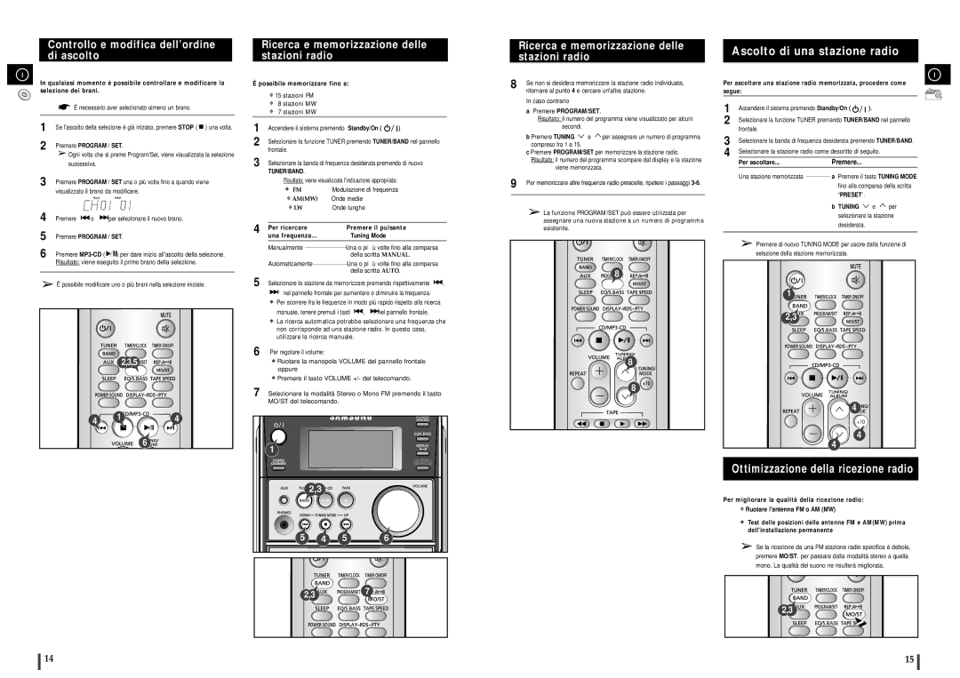 Samsung MM-C6R/ELS Ricerca e memorizzazione delle stazioni radio, Ascolto di una stazione radio, Per ascoltare Premere 