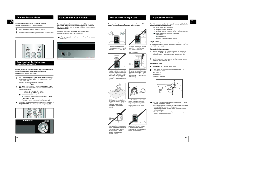 Samsung MM-C8R/ELS, MM-UC8R/ELS manual Función del silenciador, Conexión de los auriculares, Instrucciones de seguridad 