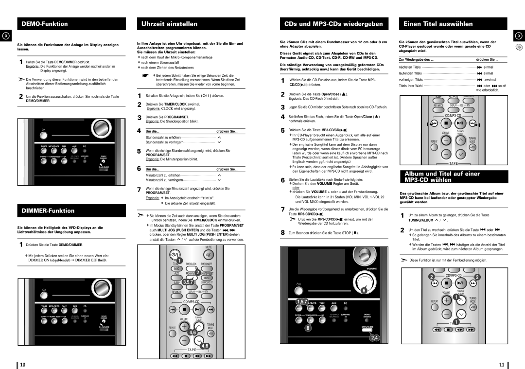 Samsung MM-C8R/ELS manual Uhrzeit einstellen, Einen Titel auswählen 