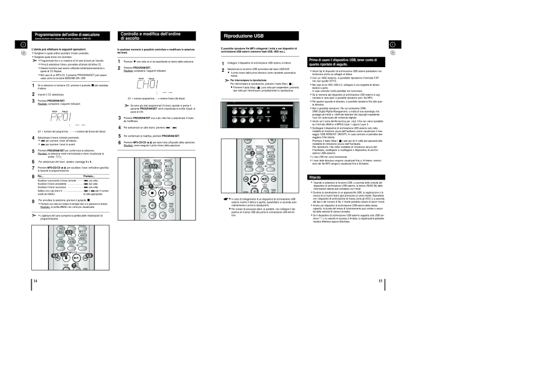 Samsung MM-C8R/ELS manual Controllo e modifica dell’ordine di ascolto, Programmazione dellordine di esecuzione, Ritardo 