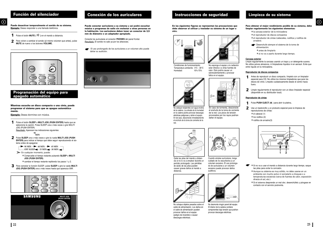 Samsung MM-C8R/ELS manual Función del silenciador, Conexión de los auriculares, Instrucciones de seguridad 