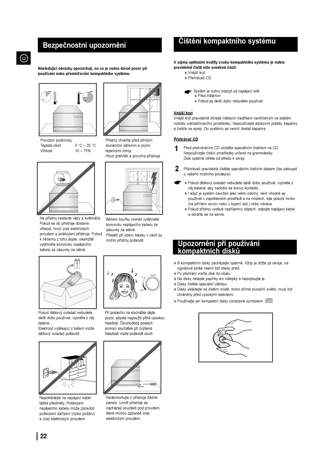 Samsung MM-D320/EN, MM-D330/EN manual Čištění kompaktního systému, Kompaktních disků 