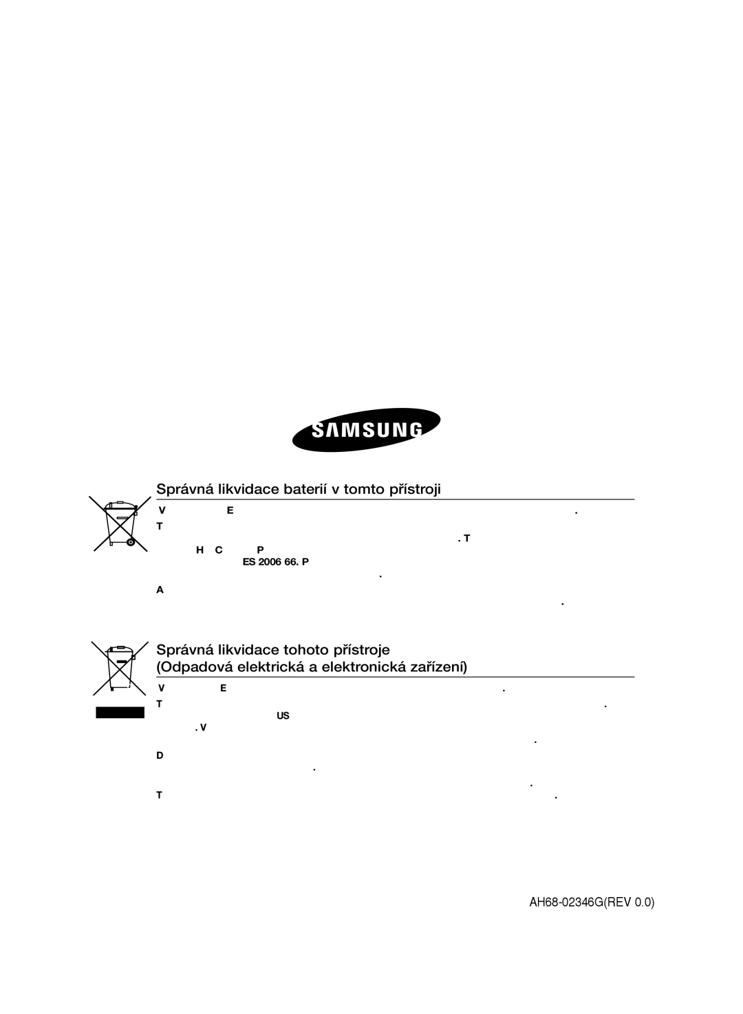 Samsung MM-D320/EN, MM-D330/EN manual Správná likvidace baterií v tomto přístroji 