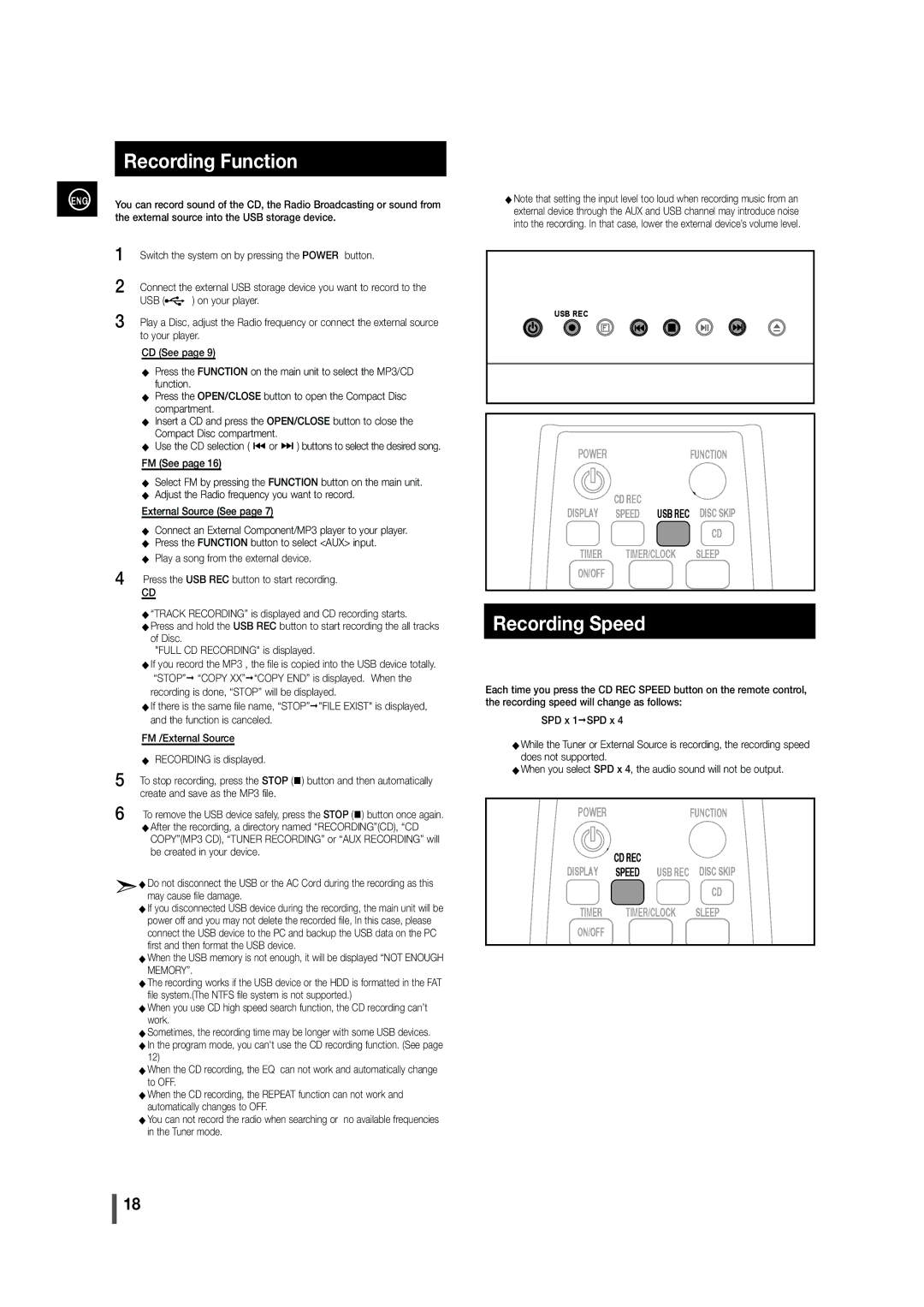 Samsung MM-D320/RU, MM-D320/EN, MM-D330/EN, MM-D330/XE, MM-D320/XE, MM-D320/SQ manual Recording Function 