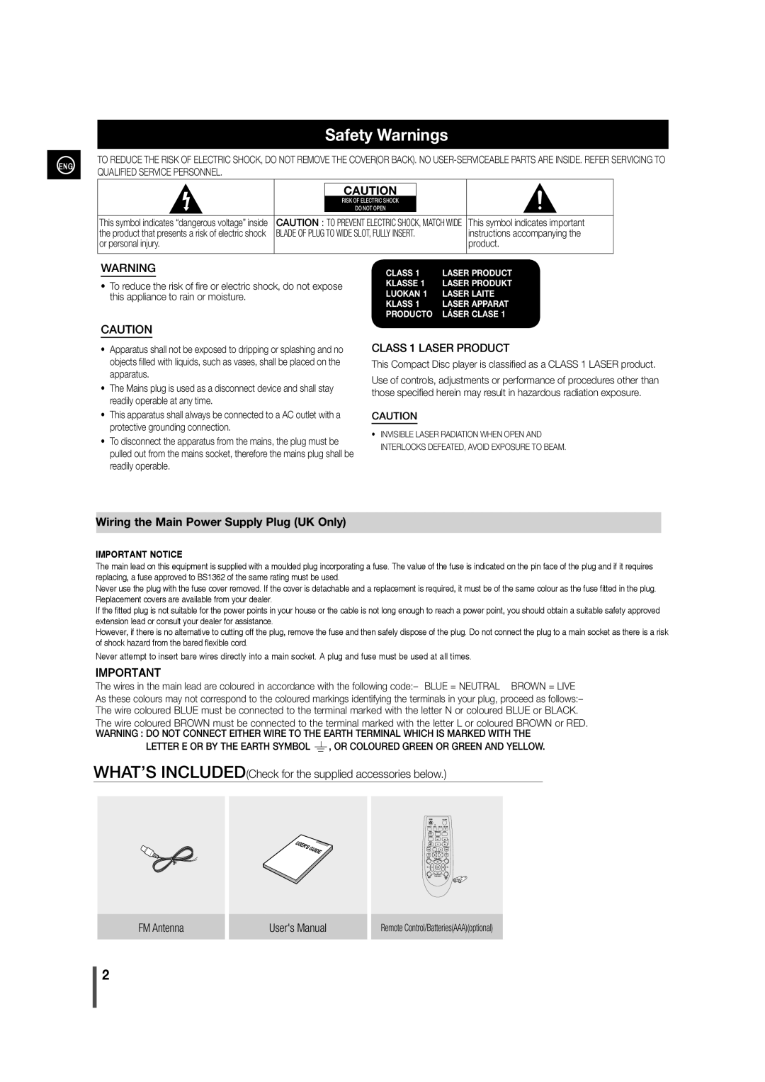 Samsung MM-D330/EN, MM-D320/RU, MM-D320/EN, MM-D330/XE, MM-D320/XE, MM-D320/SQ manual Safety Warnings 