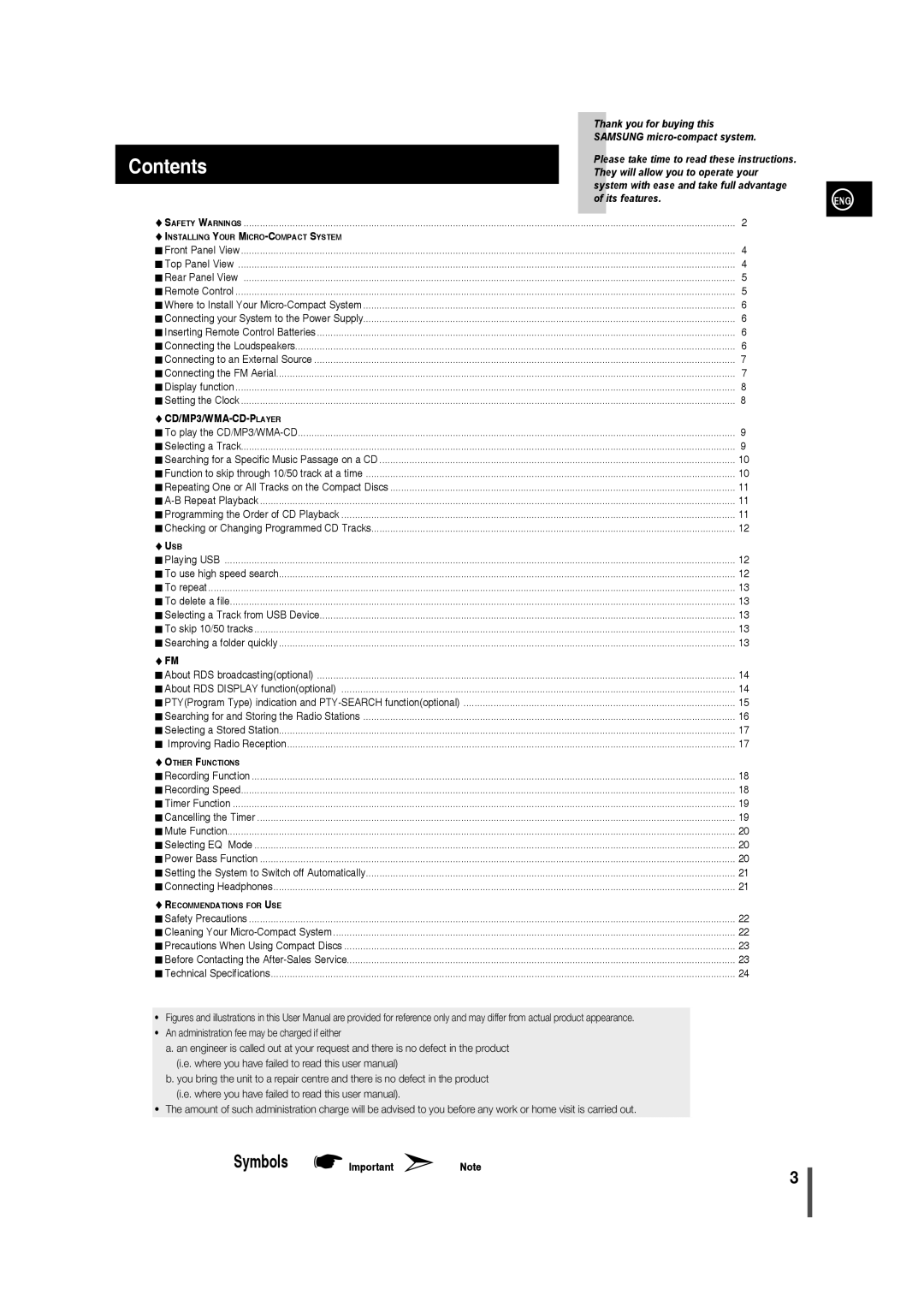 Samsung MM-D330/XE, MM-D320/RU, MM-D320/EN, MM-D330/EN, MM-D320/XE, MM-D320/SQ manual Contents 