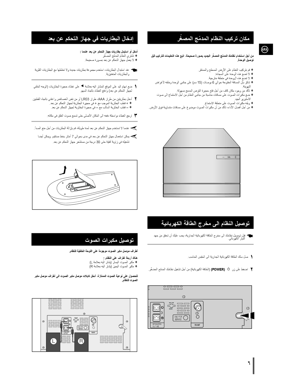 Samsung MM-D320/ZN توصلا تاربكم ليصوت, ةيئابرهكلا ةقاطلا جرخم ىلا ماظنلا ليصوت, رغصملا جمدملاّ, ةدحولا ليصوت, ماظنلل توصلا 