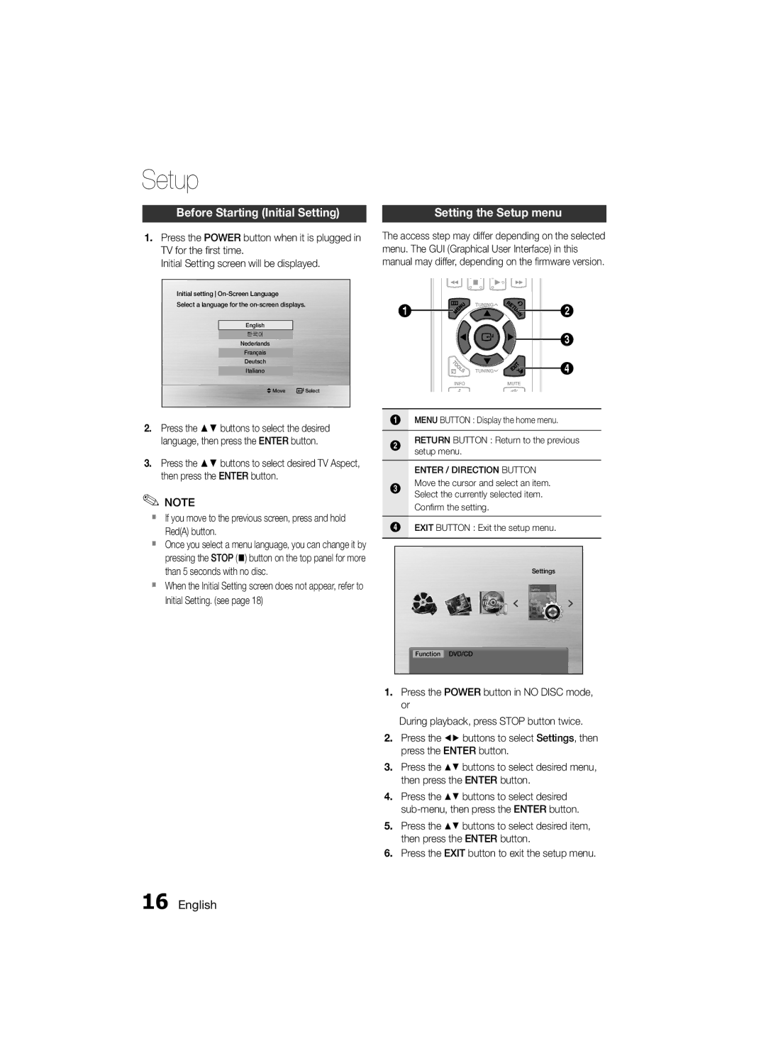 Samsung MM-D330D/ZN, MM-D330D/SJ, MM-D330D/UM manual Setup, Before Starting Initial Setting 