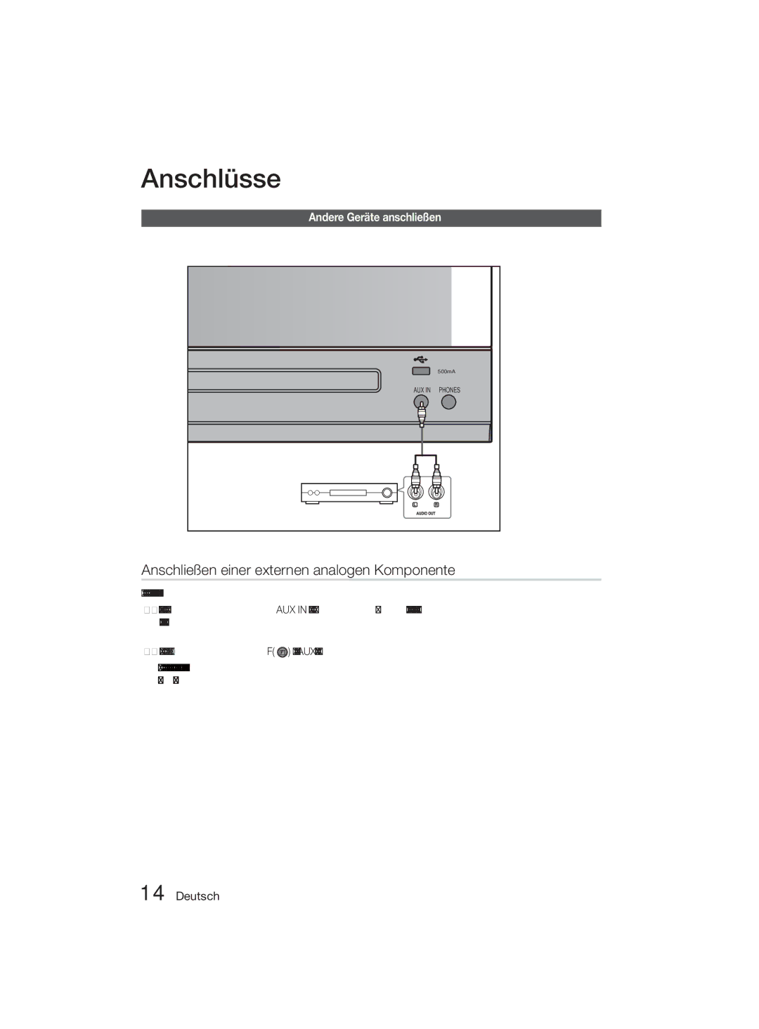 Samsung MM-D330D/XN, MM-D330D/EN manual Anschließen einer externen analogen Komponente 