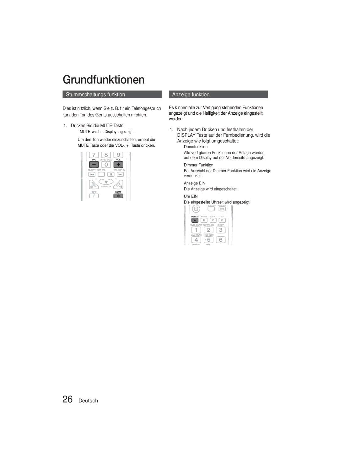 Samsung MM-D330D/XN Stummschaltungs funktion, Connecting, Drücken Sie die MUTE-Taste,  ‘MUTE’ wird im Display angezeigt 