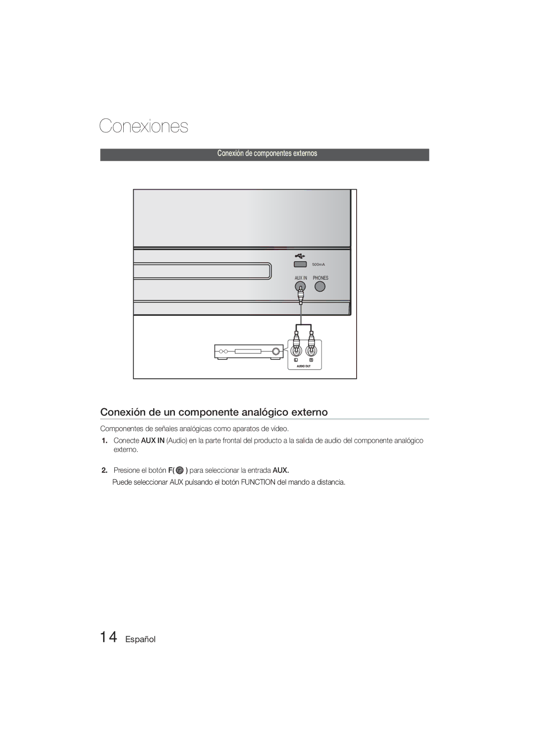 Samsung MM-D330D/ZF manual Conexión de un componente analógico externo 