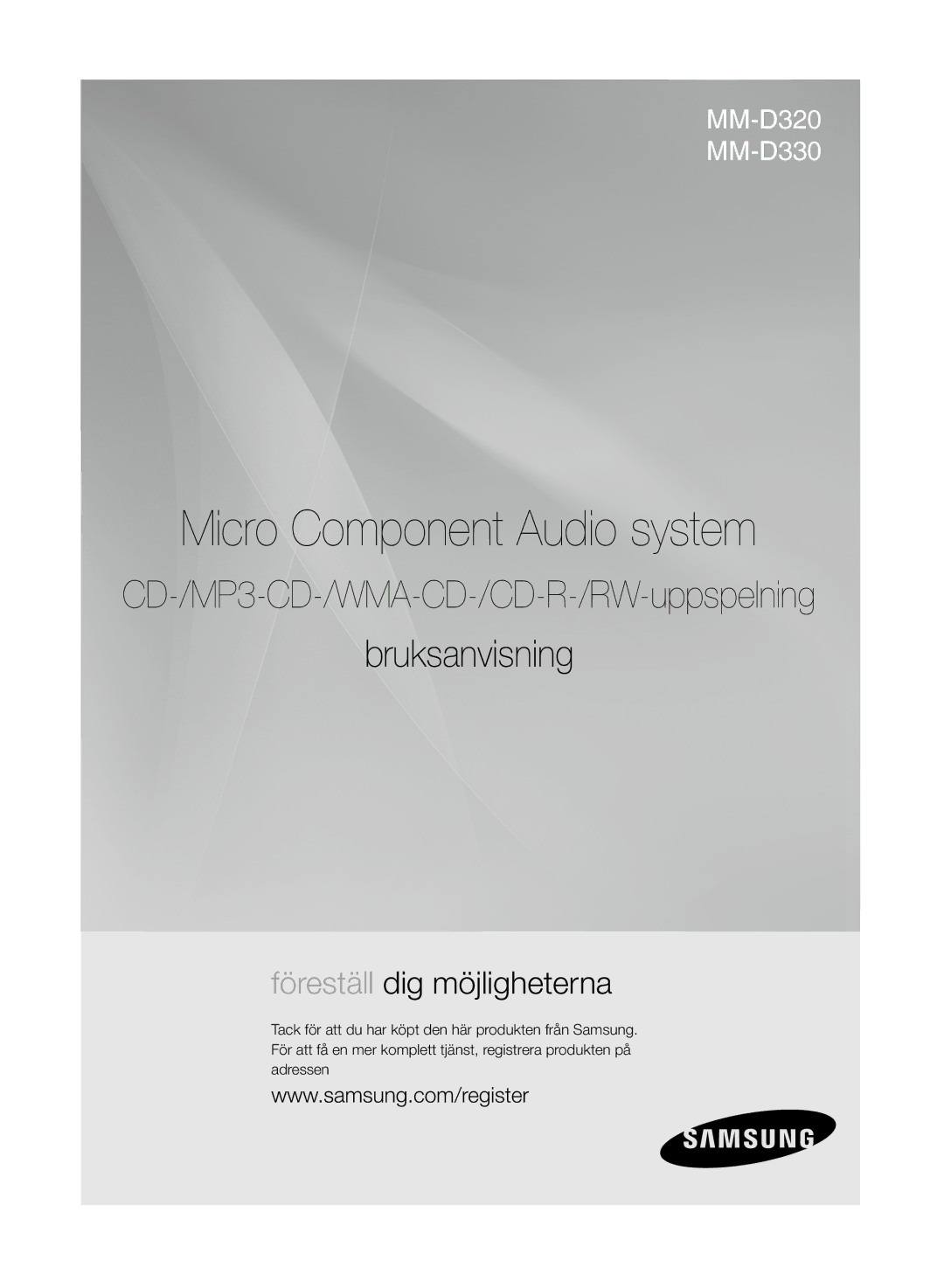 Samsung MM-D320/XE, MM-D330/XE manual Micro Component Audio system 