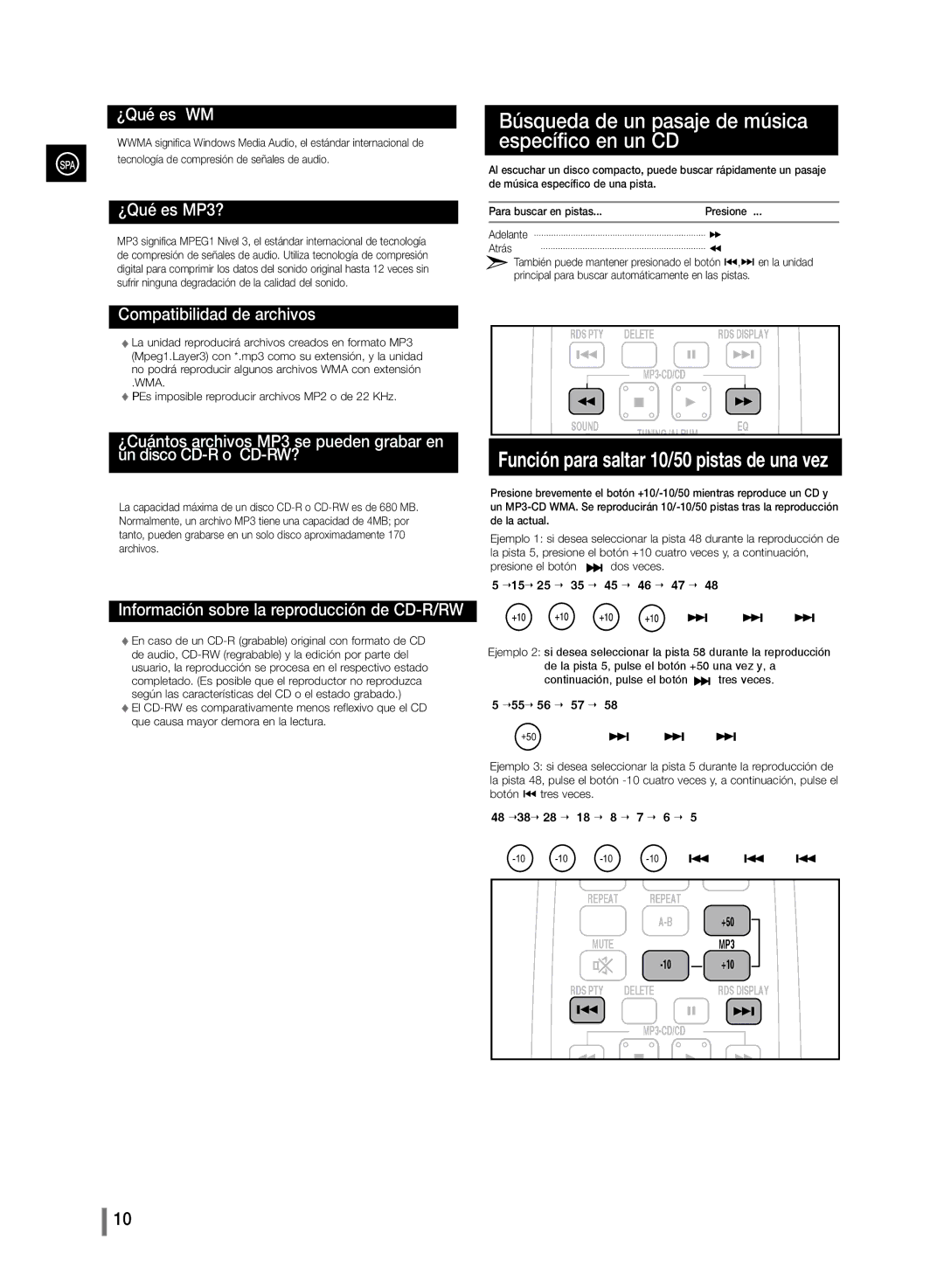 Samsung MM-D330/ZF, MM-D320/ZF manual Búsqueda de un pasaje de música específico en un CD, Wma 