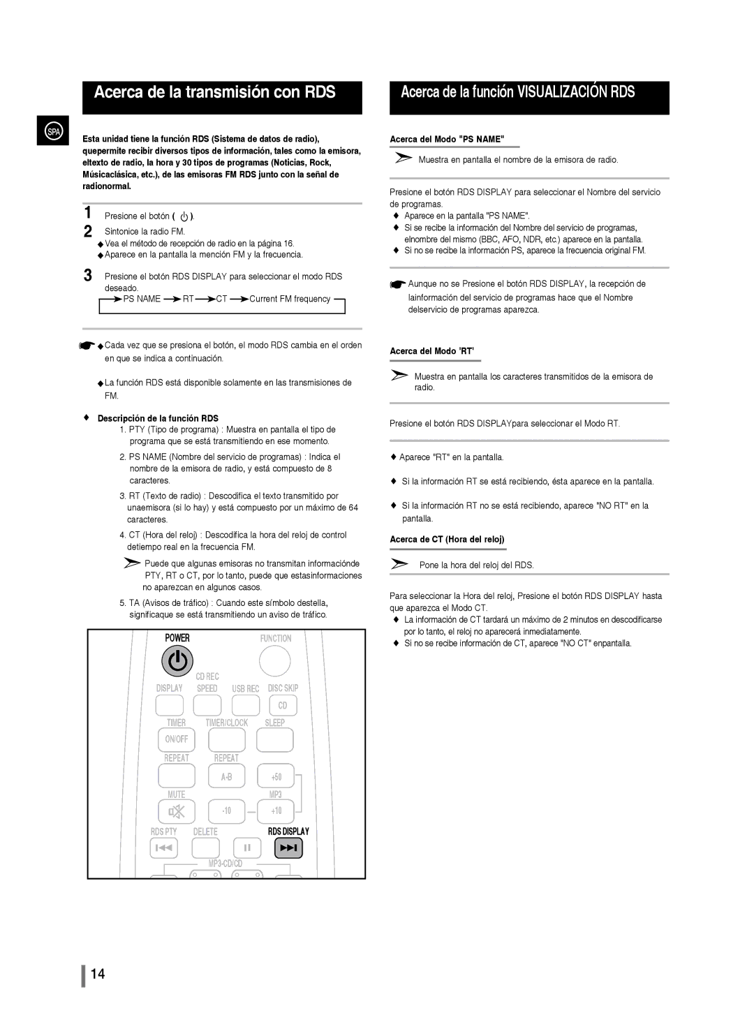 Samsung MM-D330/ZF, MM-D320/ZF manual Acerca de la transmisión con RDS 