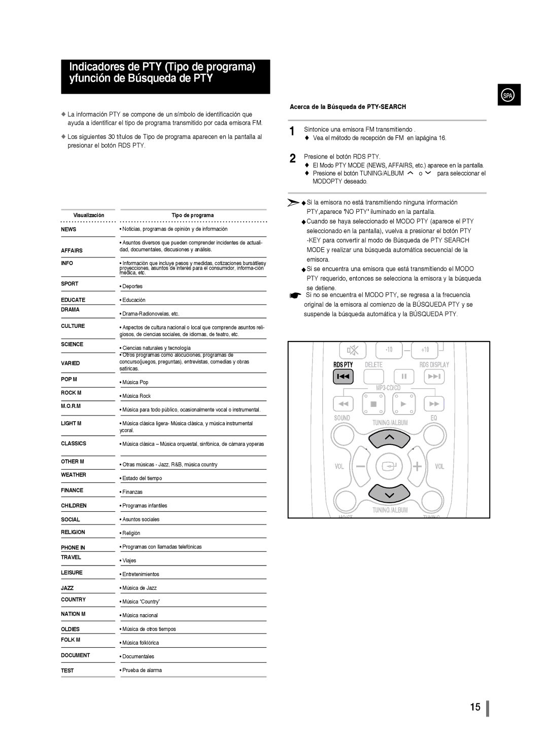 Samsung MM-D320/ZF, MM-D330/ZF manual VOL Tuning /ALBUM MO/STTUNING 