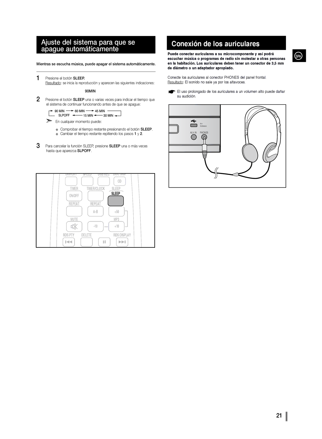 Samsung MM-D320/ZF, MM-D330/ZF Ajuste del sistema para que se apague automáticamente, 90MIN, En cualquier momento puede 