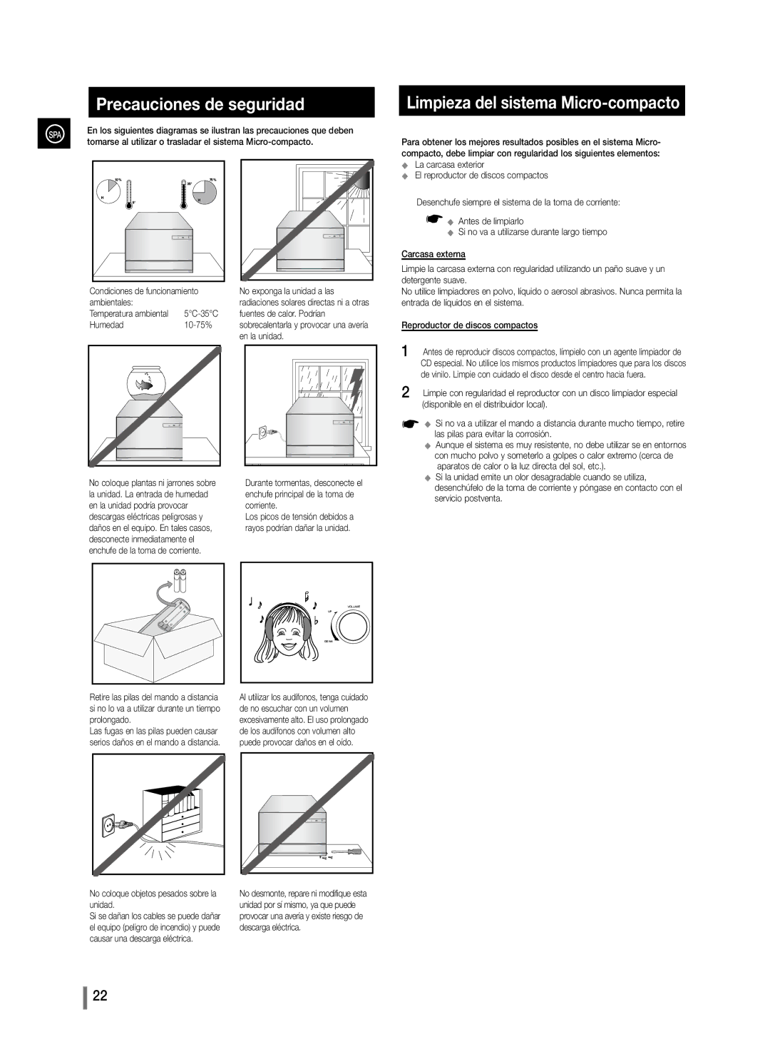 Samsung MM-D330/ZF, MM-D320/ZF manual Precauciones de seguridad 