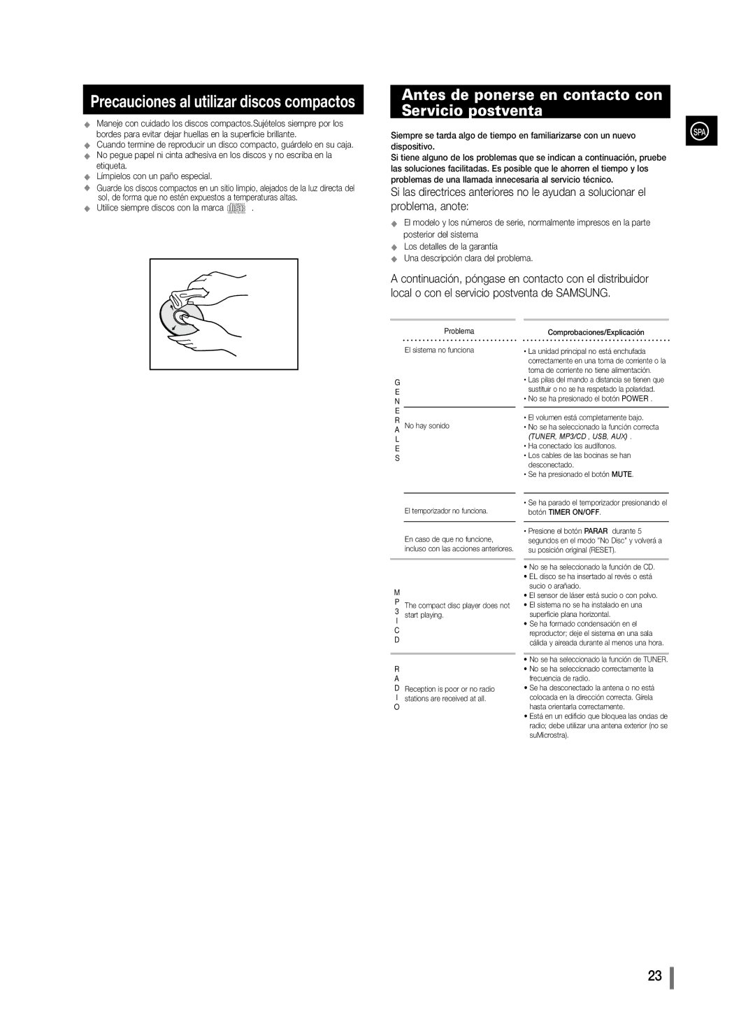 Samsung MM-D320/ZF, MM-D330/ZF manual Antes de ponerse en contacto con Servicio postventa 