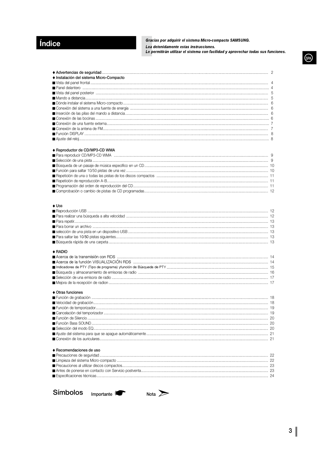 Samsung MM-D320/ZF, MM-D330/ZF manual Índice, Radio 