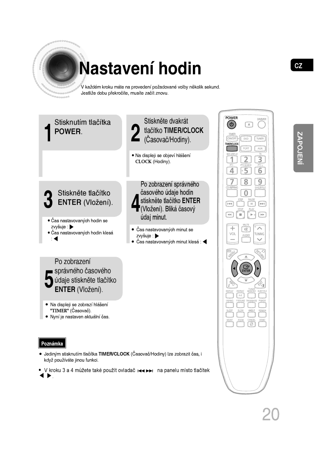 Samsung MM-D430D/ZX, MM-D430D/EN, MM-D530D/EN, MM-D530D/RU manual Nastavení hodin 