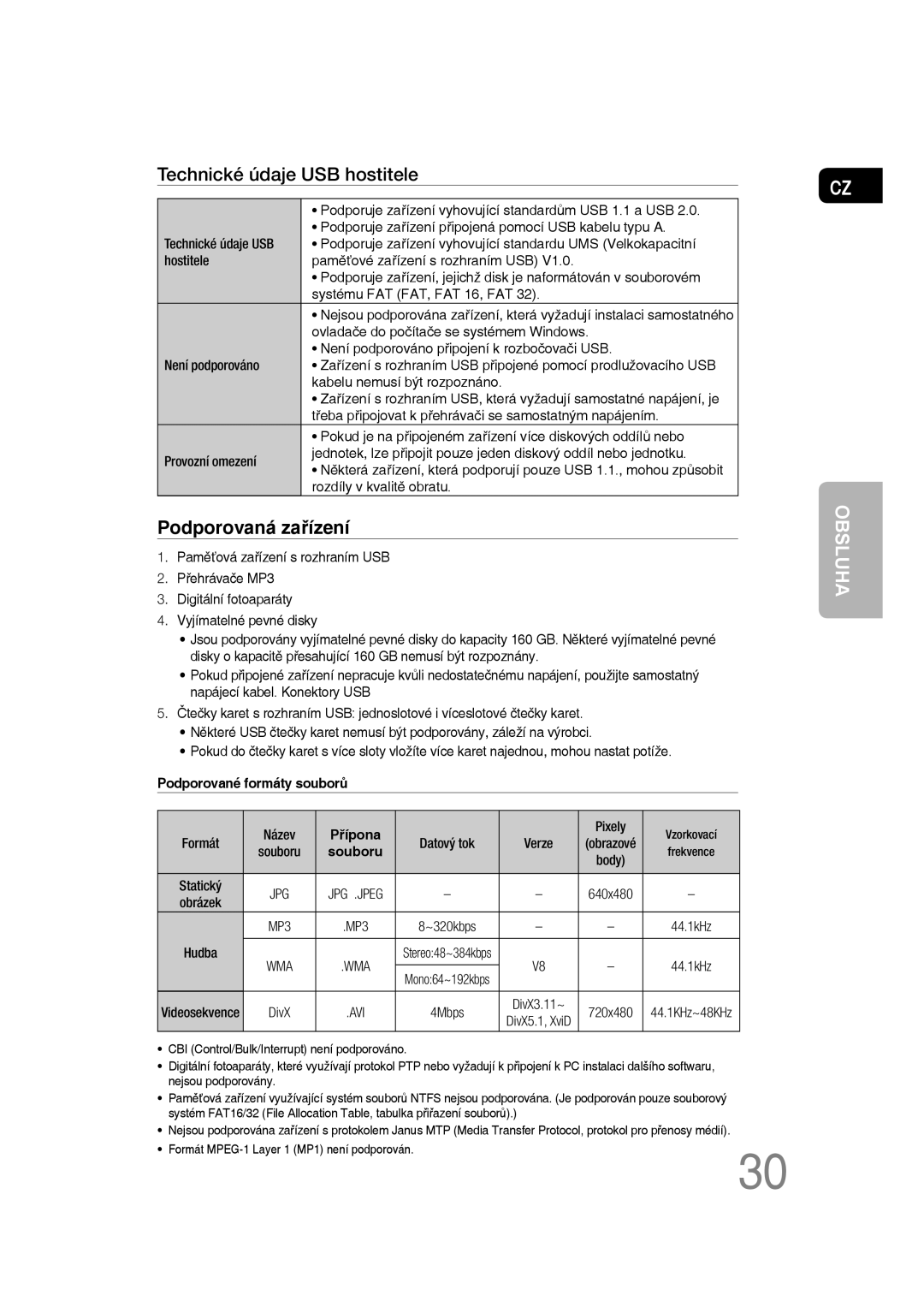 Samsung MM-D430D/EN, MM-D530D/EN, MM-D430D/ZX, MM-D530D/RU manual Podporovaná zařízení 