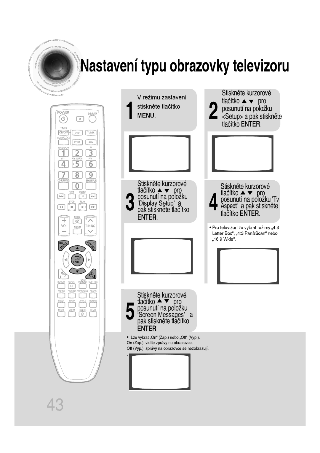 Samsung MM-D530D/EN, MM-D430D/EN, MM-D430D/ZX, MM-D530D/RU manual Stiskněte kurzorové Tlačítko pro 