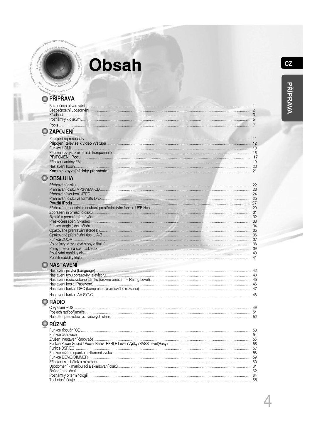 Samsung MM-D430D/ZX, MM-D430D/EN, MM-D530D/EN, MM-D530D/RU manual Obsah, Zapojení 