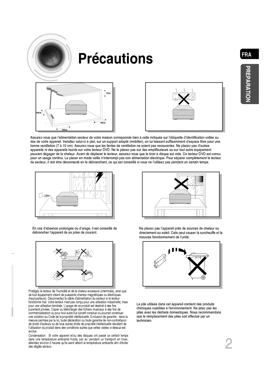 Samsung MM-D430D/ZF, MM-D430D/RU manual Précautions 