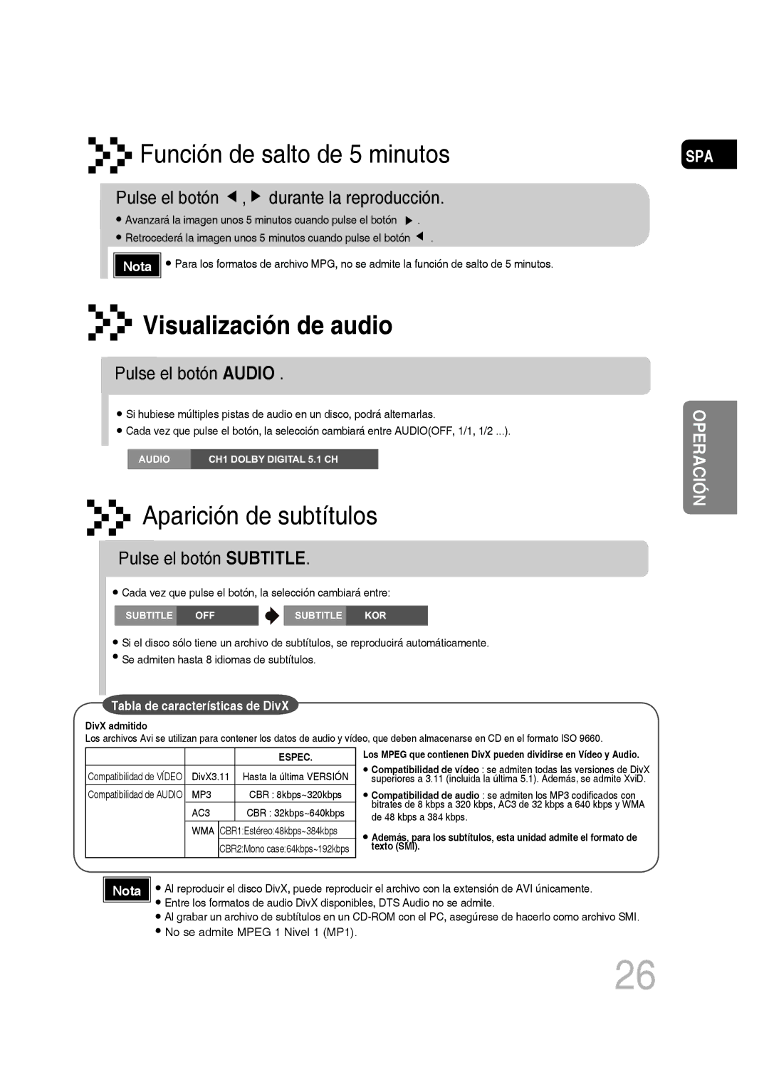 Samsung MM-D430D/ZX, MM-D430D/ZF Visualización de audio, Pulse el botón , durante la reproducción, Pulse el botón Audio 