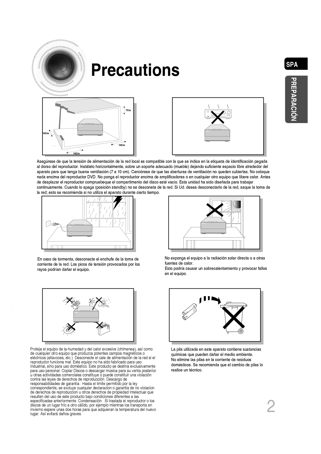 Samsung MM-D430D/ZX, MM-D430D/ZF manual Precautions, Spa 