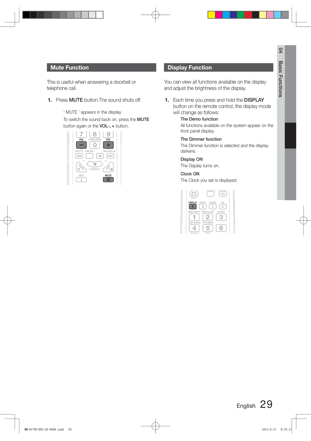 Samsung MM-D470D user manual Mute Function, Display Function, Connecting 