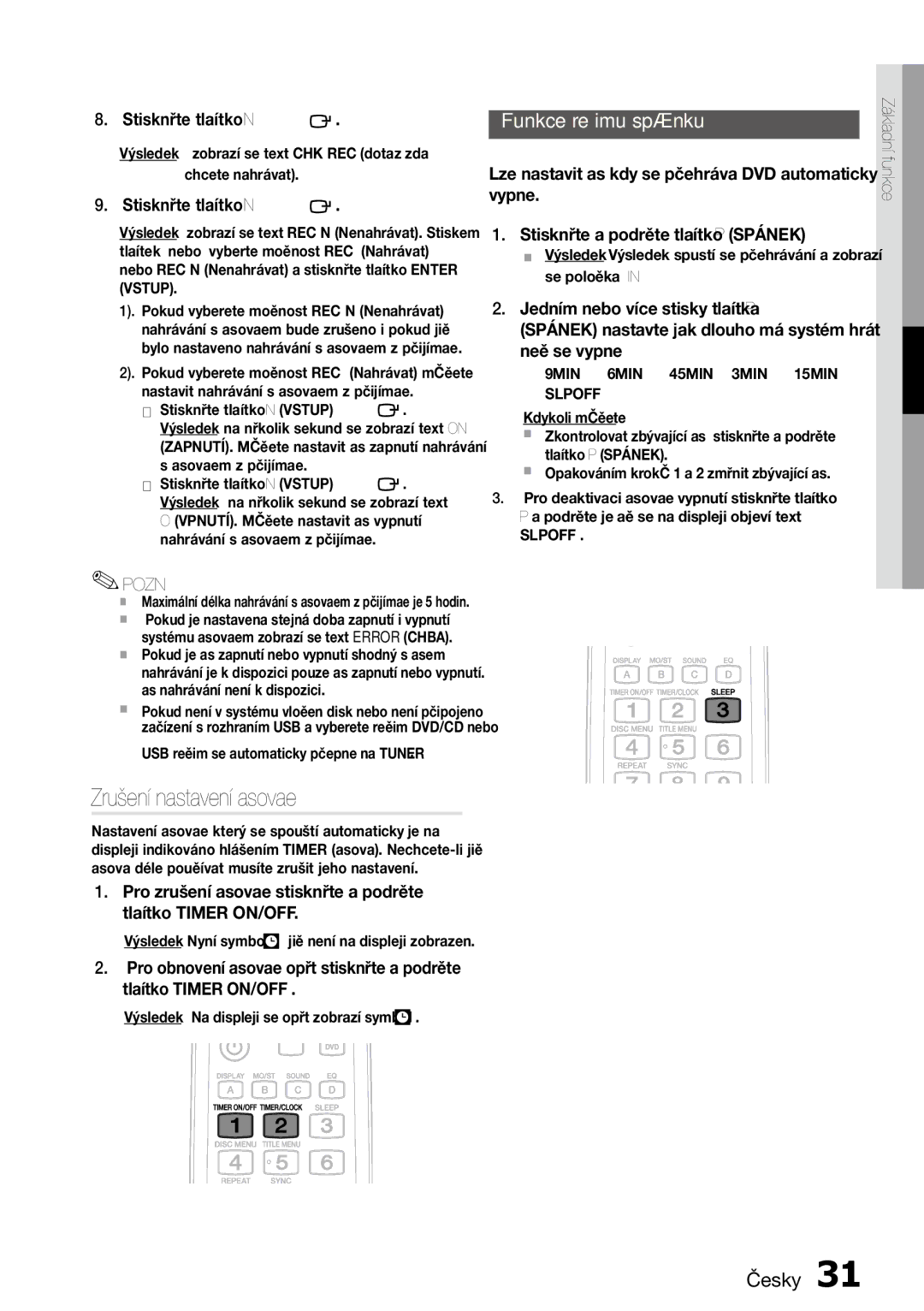 Samsung MM-D470D/ZF manual Zrušení nastavení časovače, Aaa Stiskněte tlačítko Enter Vstup, Čas nahrávání není k dispozici 