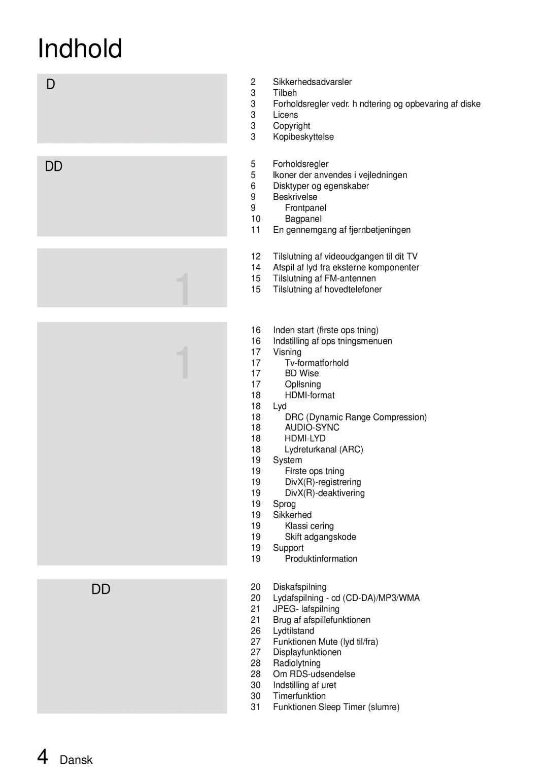 Samsung MM-D470D/XE manual Indhold 