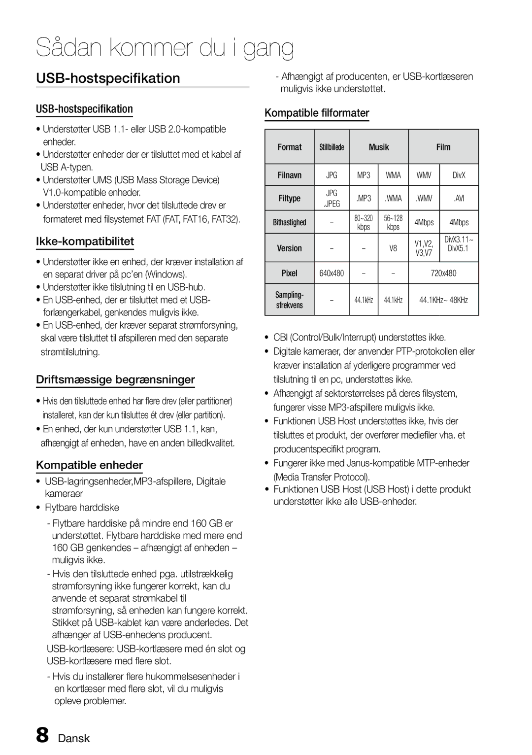 Samsung MM-D470D/XE manual USB-hostspecifikation 