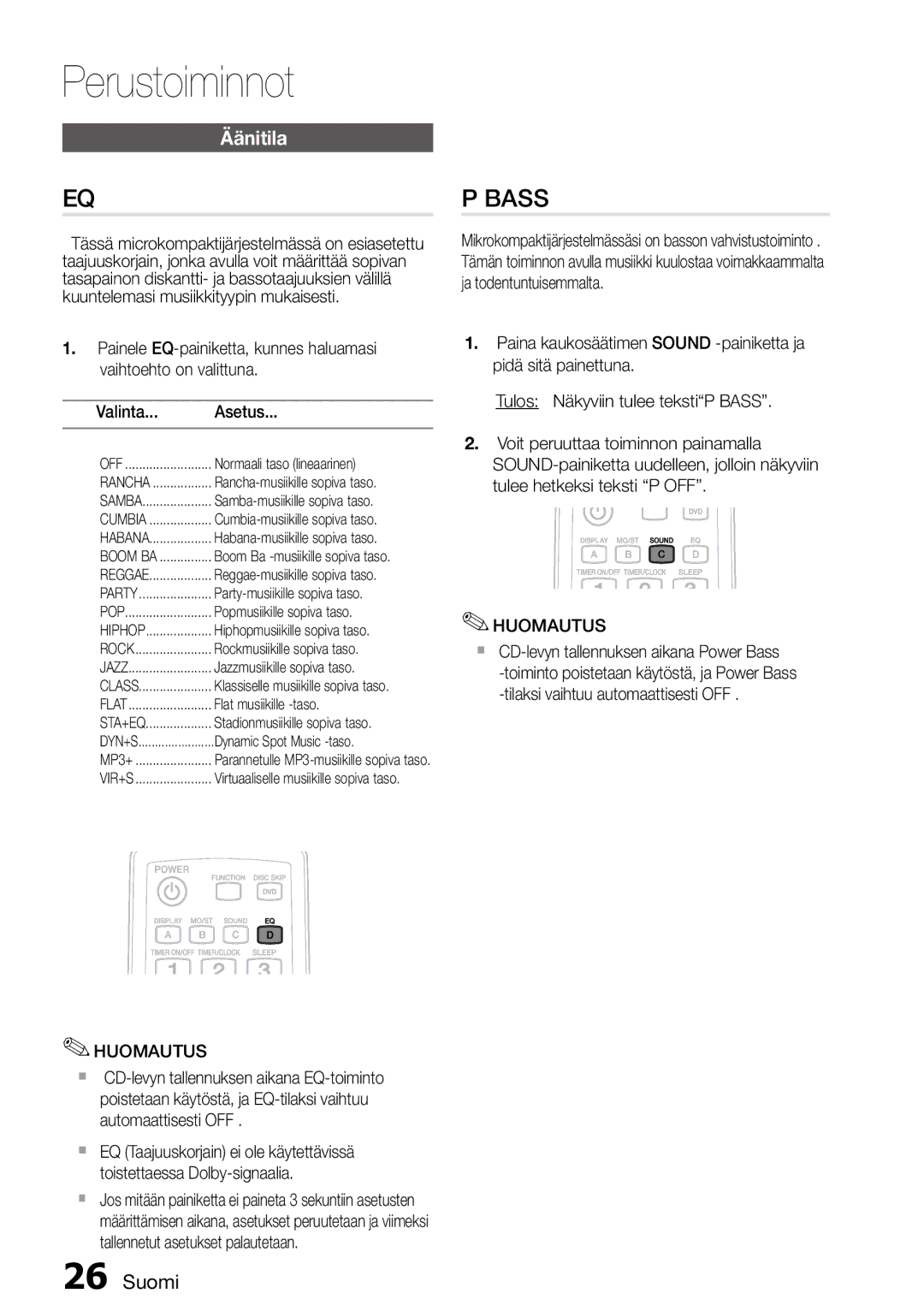 Samsung MM-D470D/XE manual Äänitila 