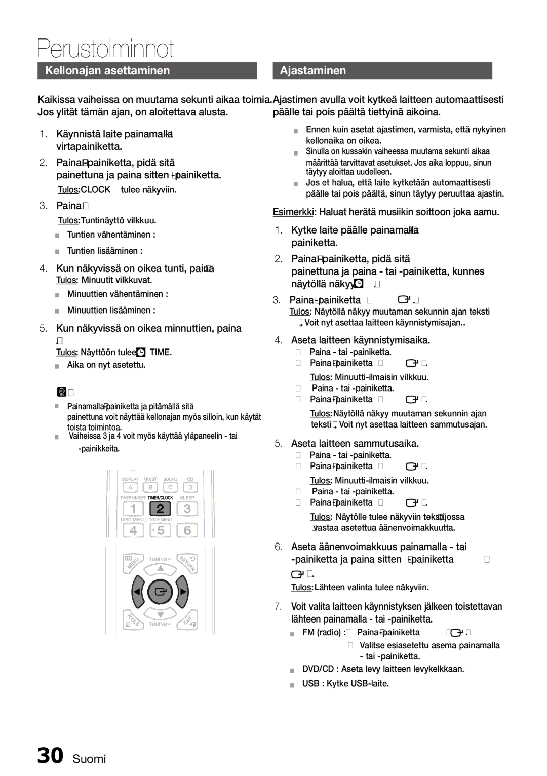 Samsung MM-D470D/XE manual Kellonajan asettaminen, Enter 