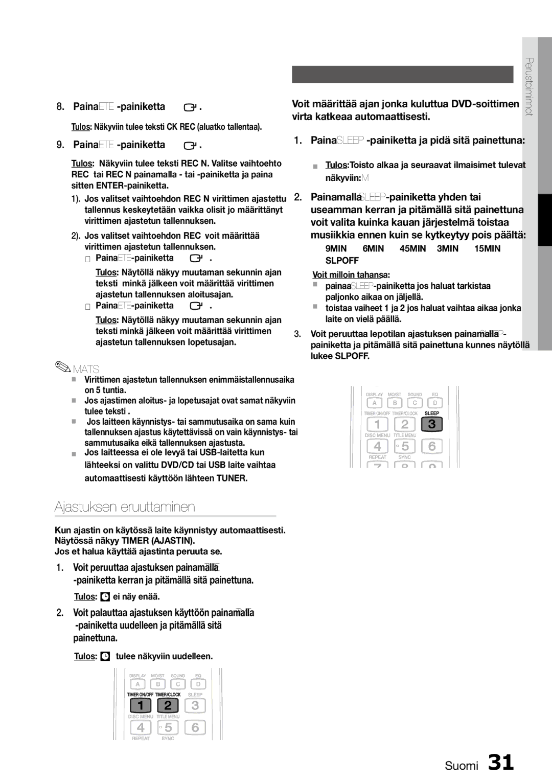 Samsung MM-D470D/XE manual Ajastuksen peruuttaminen, Uniajastus 