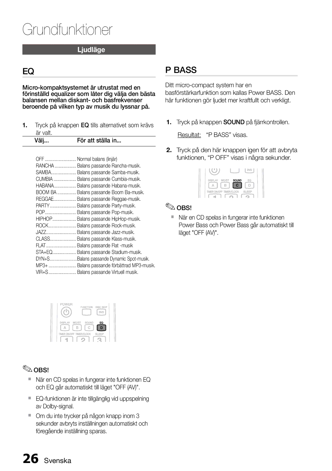 Samsung MM-D470D/XE manual Ljudläge 