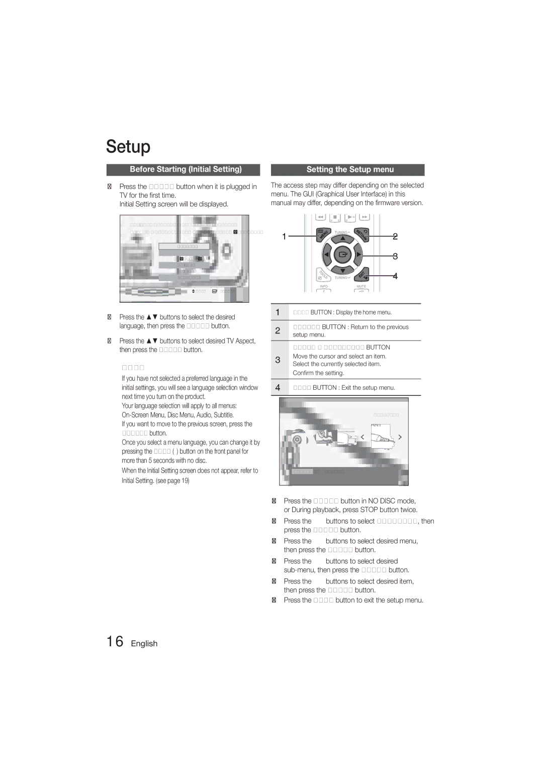 Samsung MM-D470D/XN, MM-D470D/EN, MM-D470D/ZF, MM-D470D/XE Setup, Before Starting Initial Setting, Enter / Direction Button 