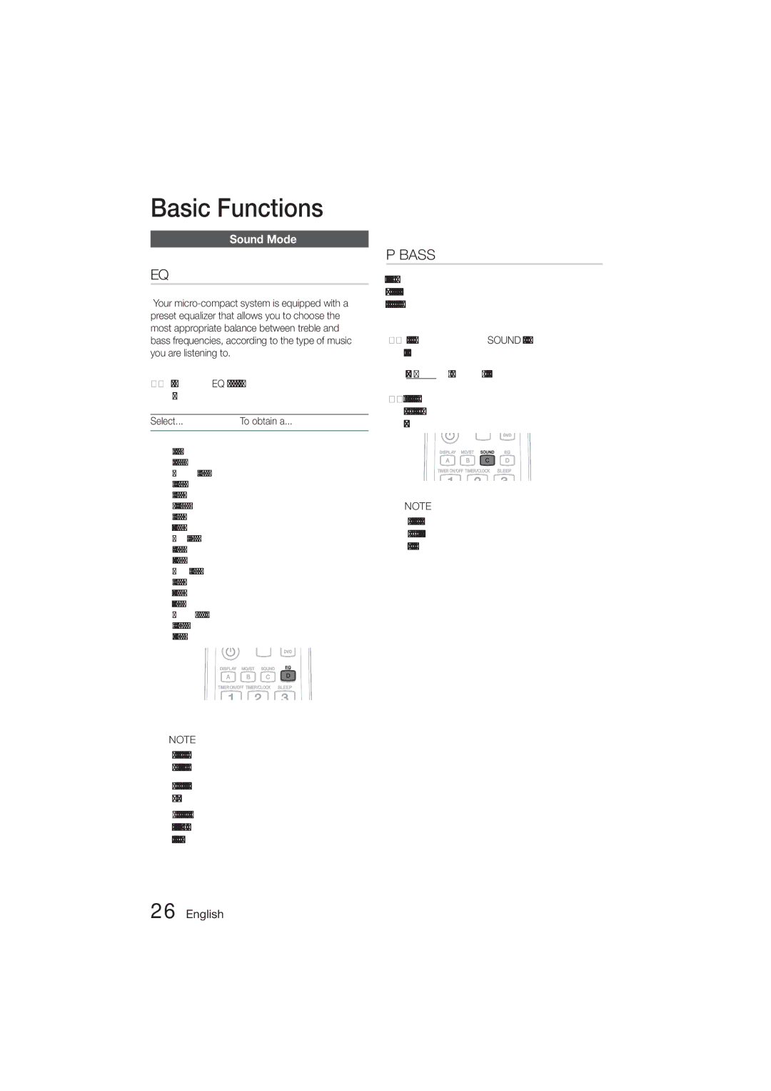 Samsung MM-D470D/ZF Sound Mode, Normal balance linear, Balance suitable for Pop Music, Balance suitable for Flat Music 