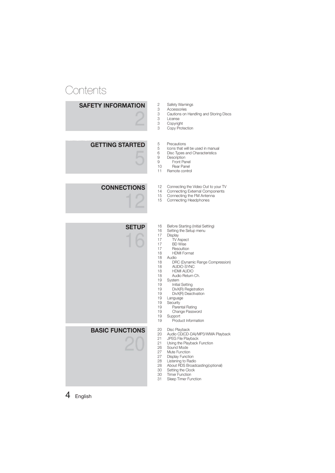 Samsung MM-D470D/XN, MM-D470D/EN, MM-D470D/ZF, MM-D470D/XE manual Contents 