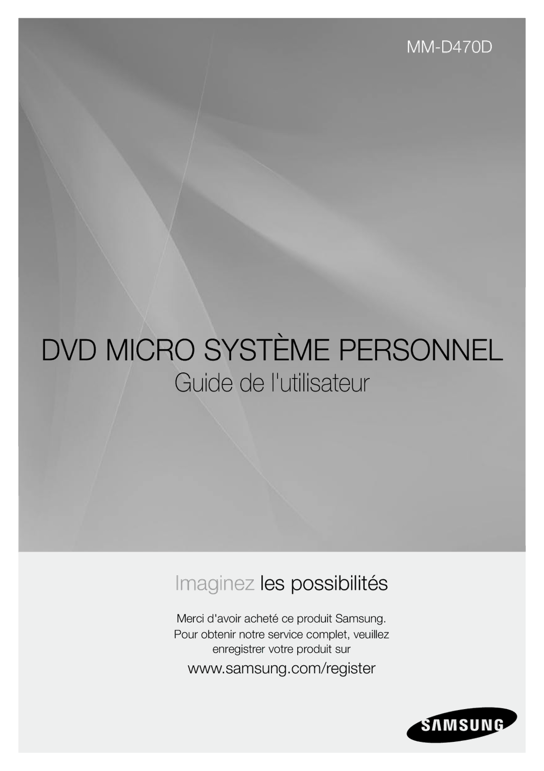 Samsung MM-D470D/ZF manual DVD Micro Système Personnel, Guide de lutilisateur 