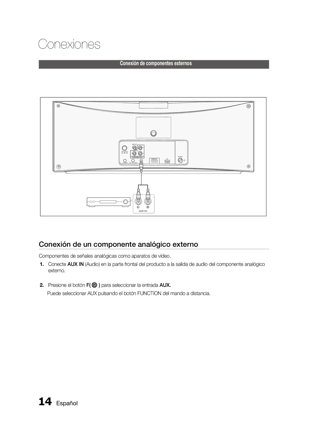 Samsung MM-D470D/ZF manual Conexión de un componente analógico externo 